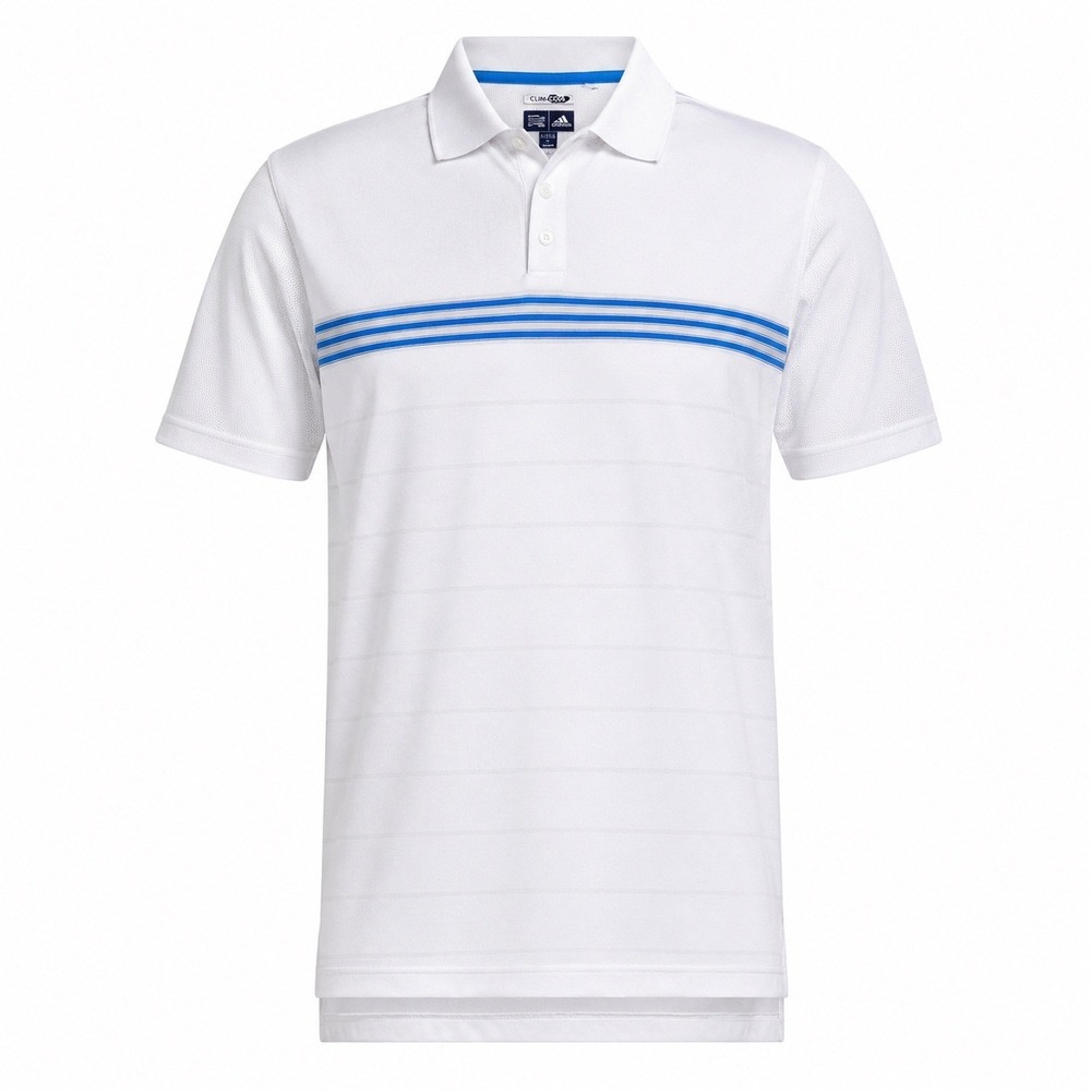 Adidas ClimaCool Golf Polo Shirt Mens‎ Large Performance Tech White Blue Stripe